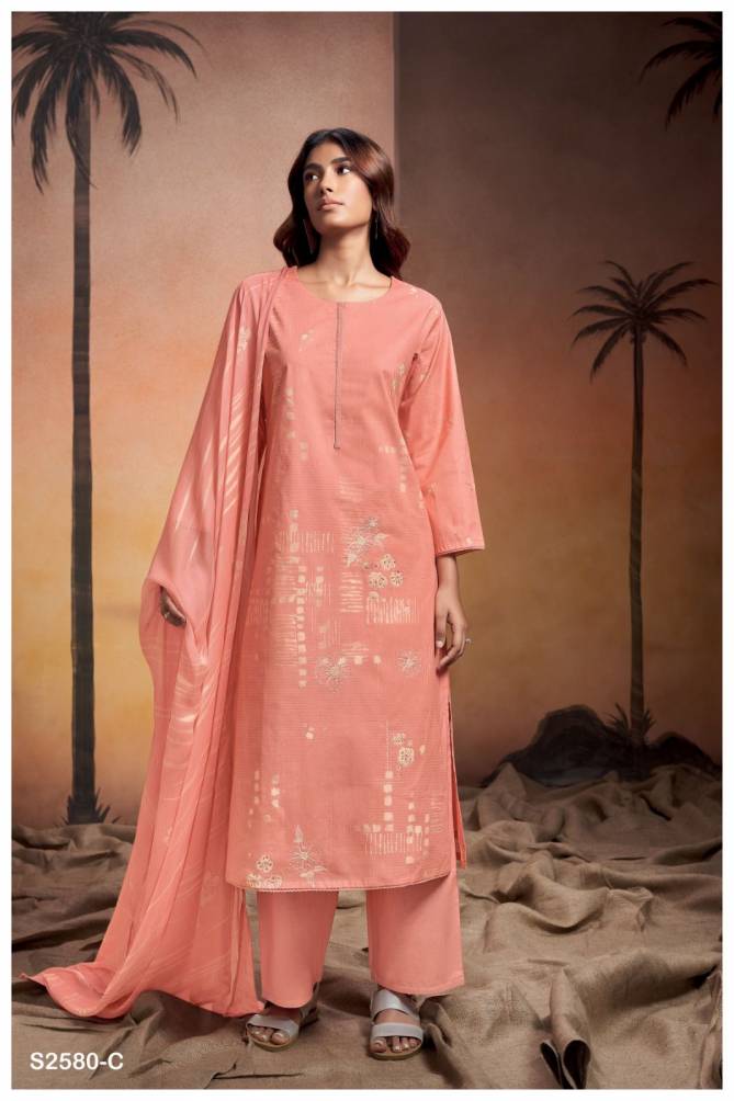 Arleth 2580 By Ganga Printed Premium Cotton Dress Material Wholesale Online